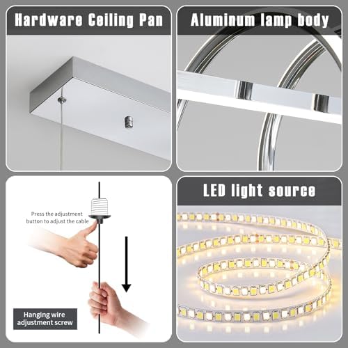 Mikeru 120cm Spiral LED Pendant Light | Dimmable Chrome Kitchen Island Lamp