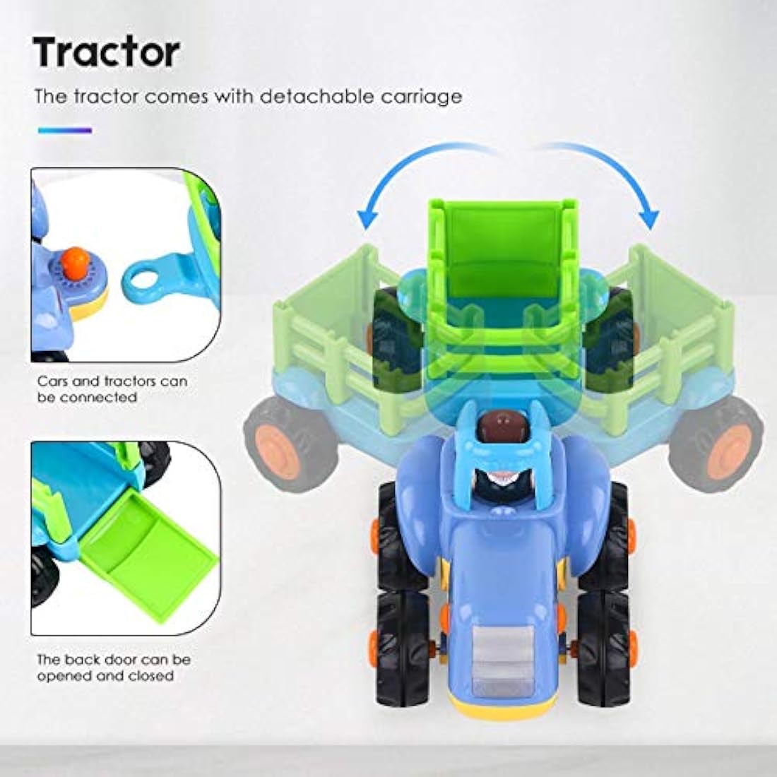 MOONTOY Push and Go Friction Powered Construction Toy Cars - 4 Pack