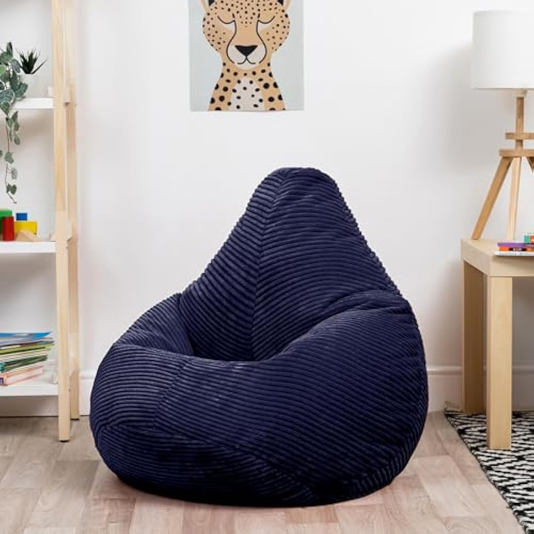 icon Dalton Kids Bean Bag Chair – Navy Blue Corduroy Gaming Seat