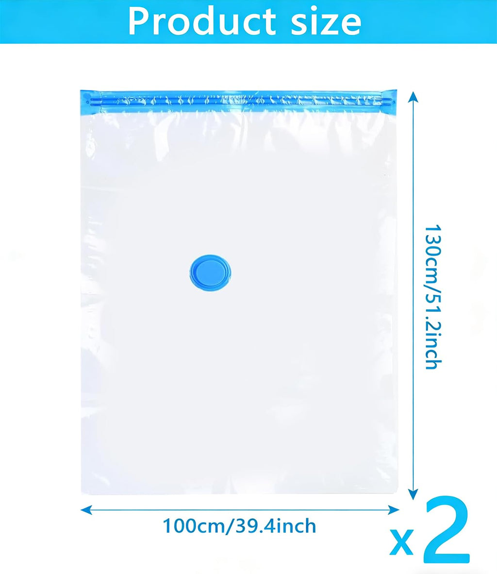 2 Pack 100 X 130cm Vacuum Storage Bags, Extra Large Strong Space Saver Compression Bags - image 2