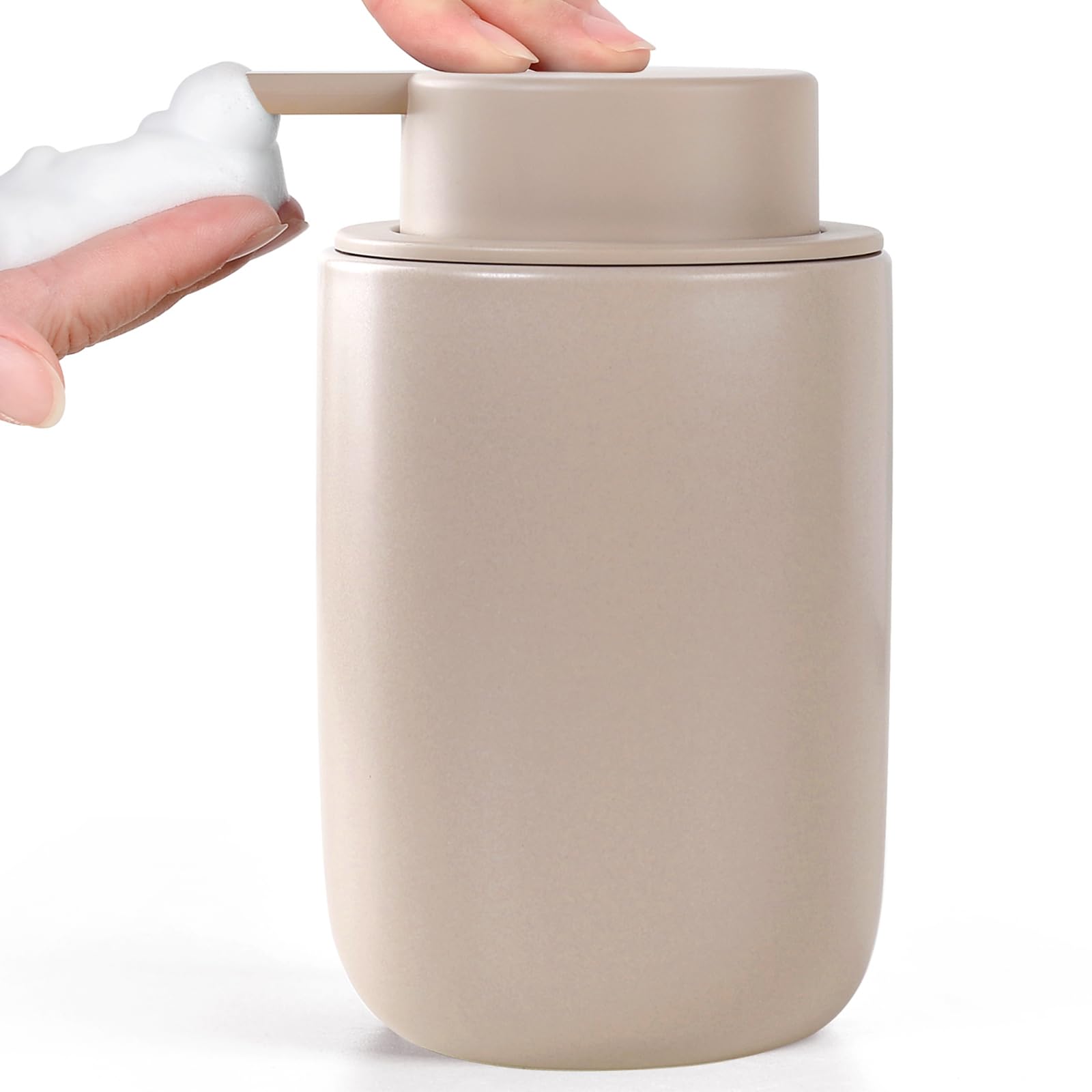 BosilunLife Ceramic Foaming Soap Dispenser – 12oz Refillable White Pump