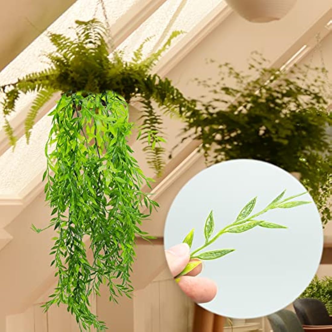 Jolof Store 2-Pack Artificial Hanging Ivy Plants | Faux Willow Leaf Vines