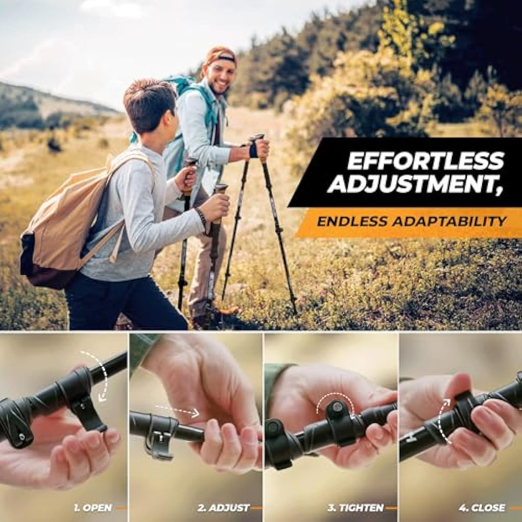 Foxelli Carbon Fiber Trekking Poles – Lightweight Collapsible Hiking Sticks
