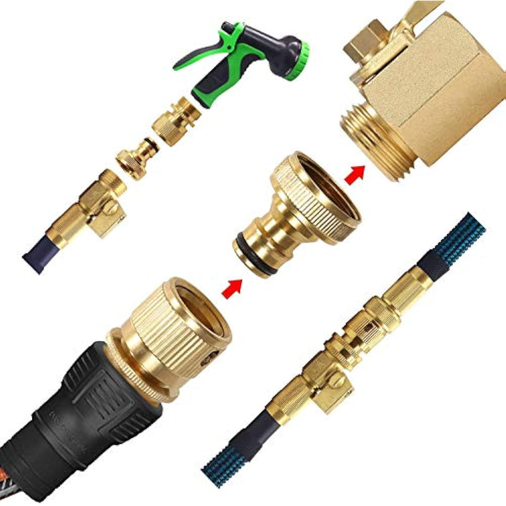 Tesmotor 3/4 Inch Brass Garden Hose Quick Connector, No-Leak 1 Pair