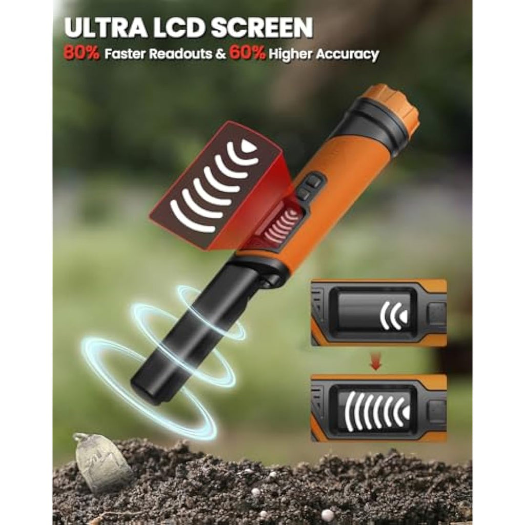 DR.ÖTEK Waterproof Metal Detector Pinpointer with LCD Screen – Orange