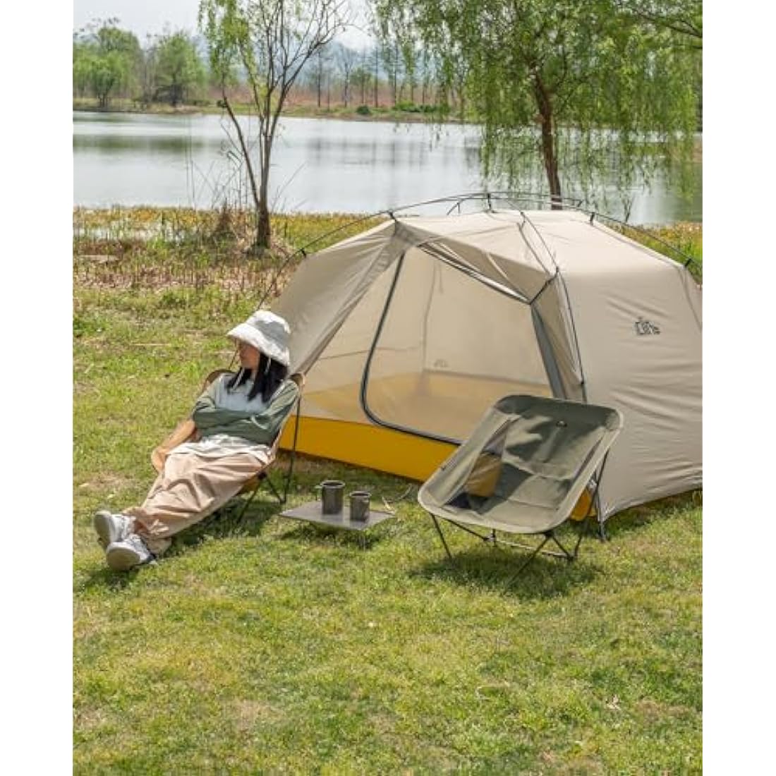 iClimb Ultralight Low Camping Chair | Compact Folding Aluminum - Green