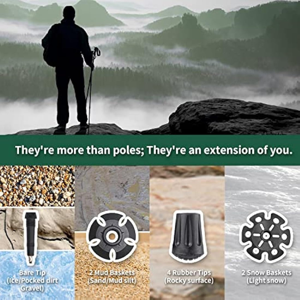 TheFitLife Collapsible Trekking Poles – Lightweight 7075 Aluminum Hiking Sticks