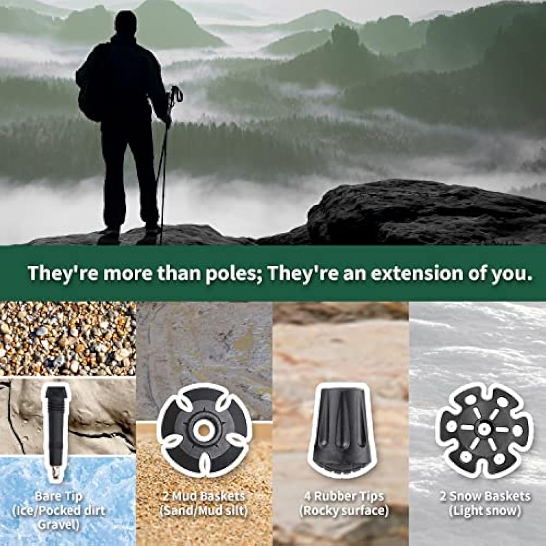TheFitLife Collapsible Trekking Poles – Lightweight 7075 Aluminum Hiking Sticks