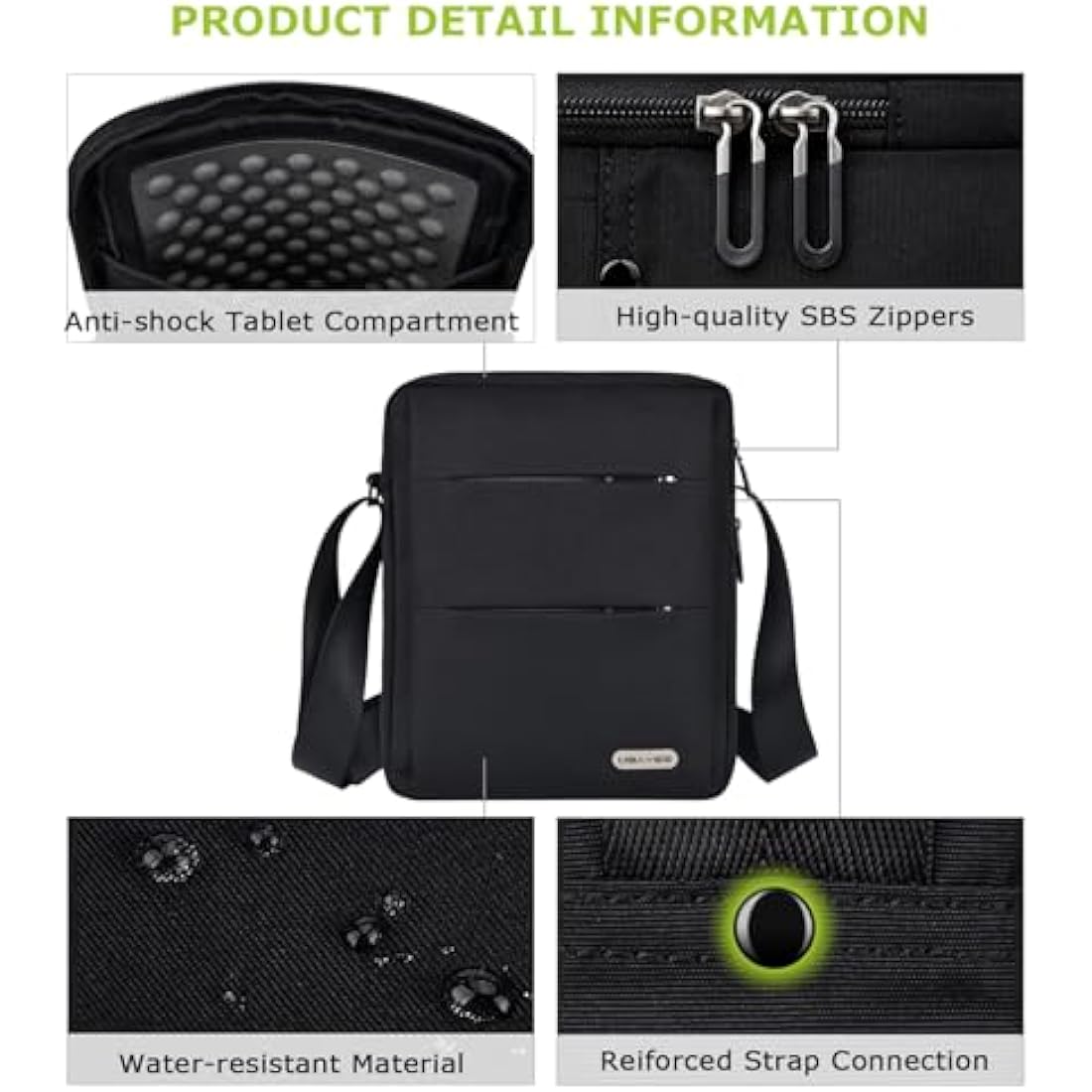 UBAYEE Men's Shoulder Bag | RFID Blocking 11 Inch Tablet Messenger