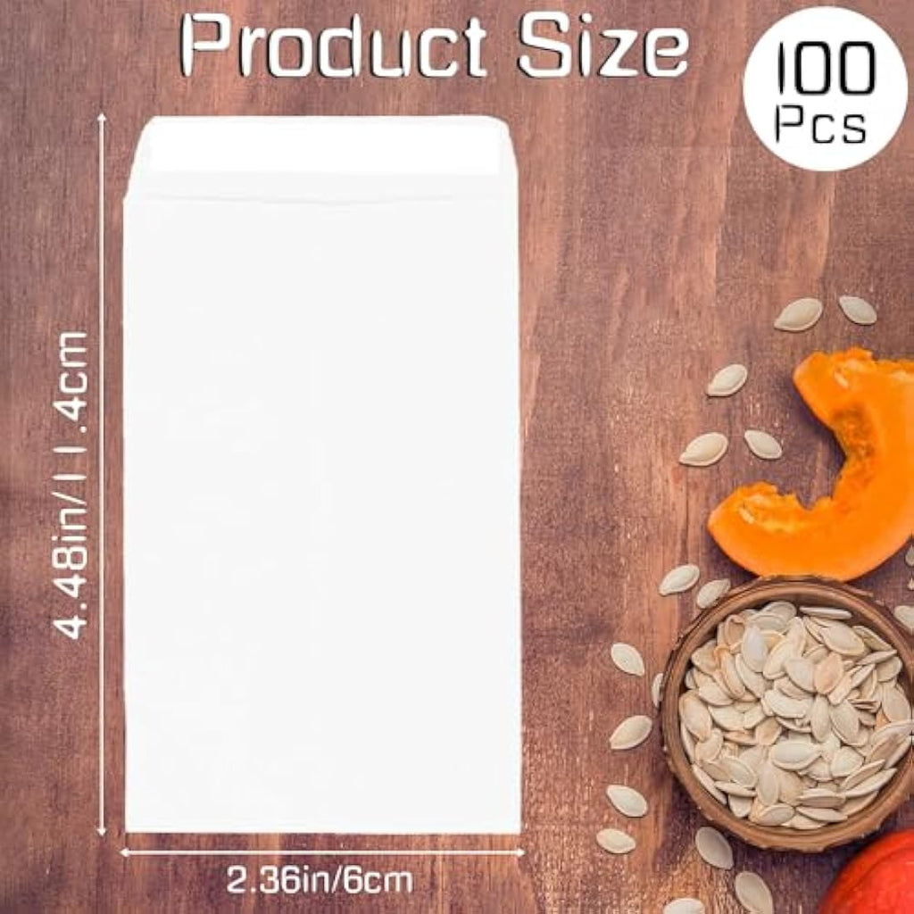 100Pcs Small White Seed Envelopes | Self-Adhesive Coin Packets