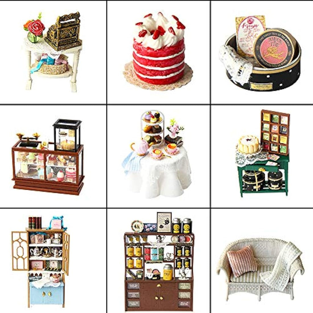 CUTEBEE DIY Wooden Dollhouse Kit | 1:24 Scale Rose Garden Tea House