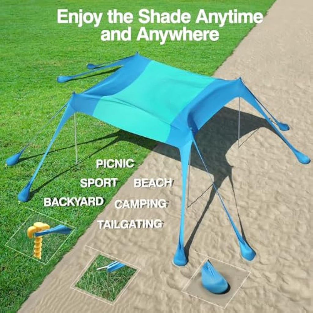 Rhino Valley Beach Tent – 6-8 Person UPF 50+ Windproof Sun Shelter