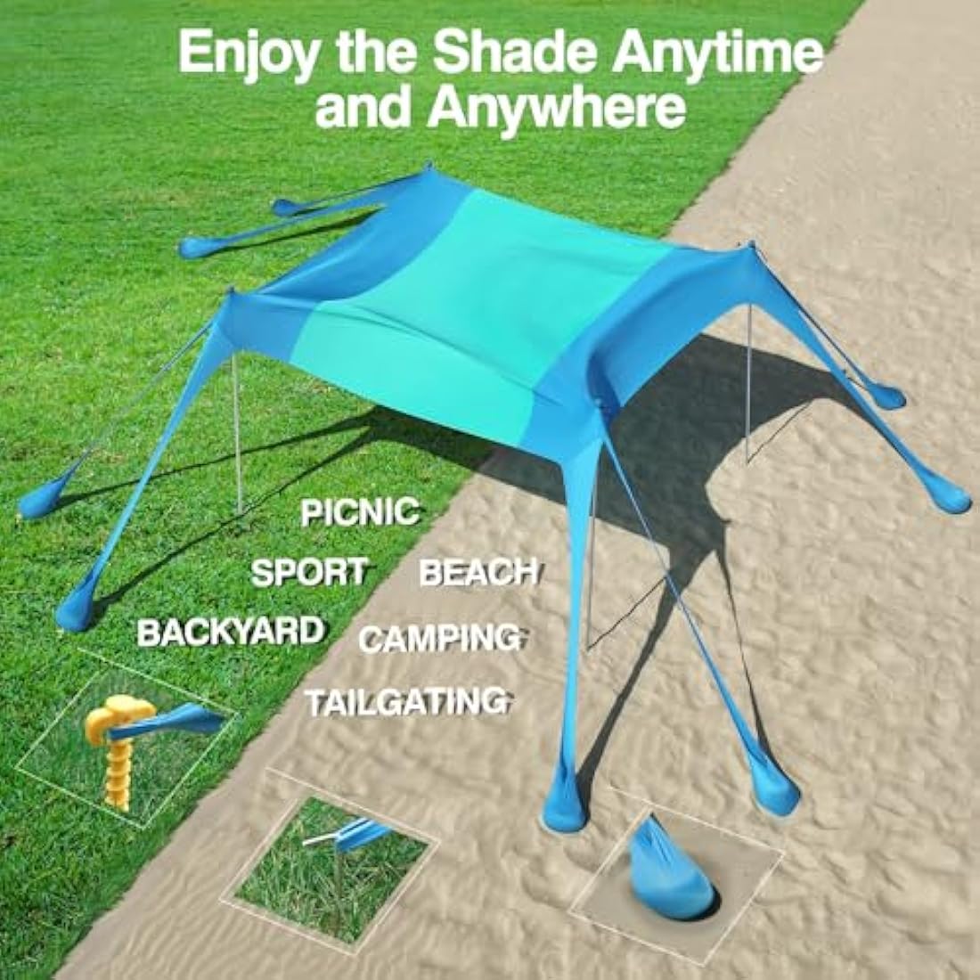 Rhino Valley Beach Tent – 6-8 Person UPF 50+ Windproof Sun Shelter