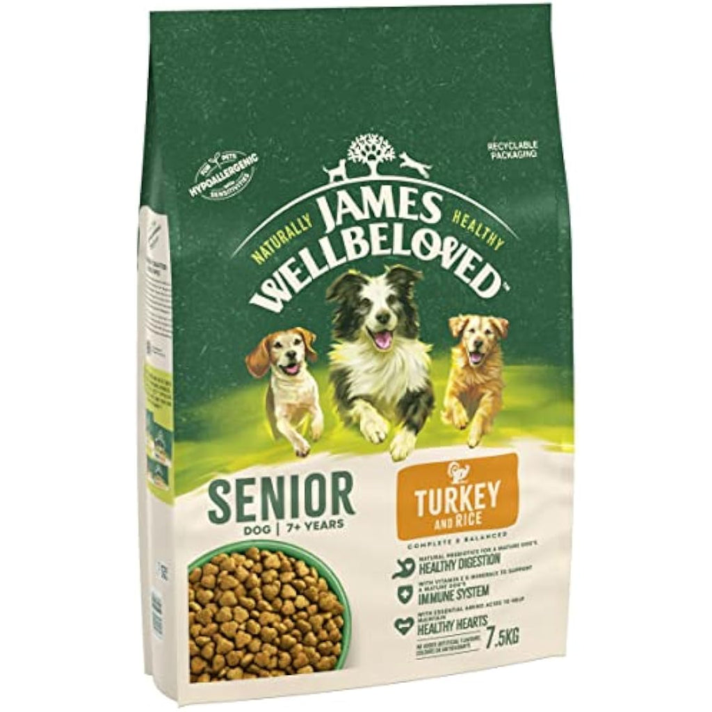 James Wellbeloved Senior Dry Dog Food – Turkey & Rice Hypoallergenic 7.5kg