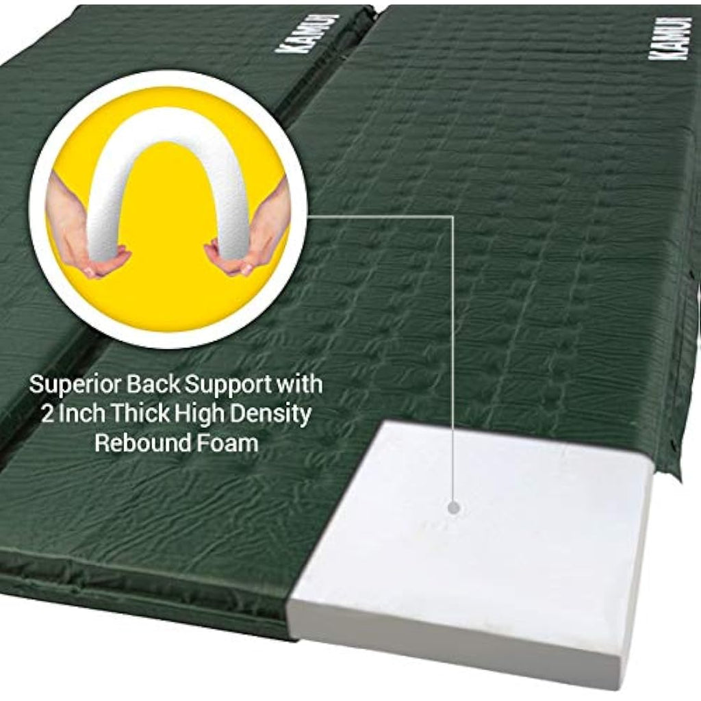 KAMUI Self Inflating Sleeping Mat | 5cm Thick Foam Camping Pad - Green
