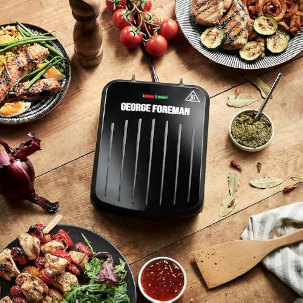 George Foreman Small Electric Fit Grill | Non-Stick Panini Press, Black