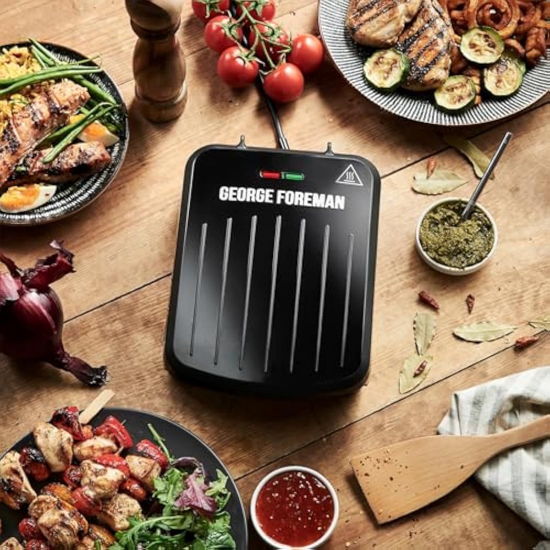 George Foreman Small Electric Fit Grill | Non-Stick Panini Press, Black