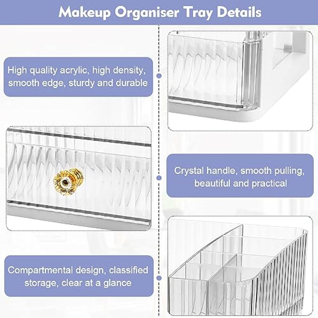 Jolof Store Clear Acrylic 2-Tier Makeup Organiser with Drawers