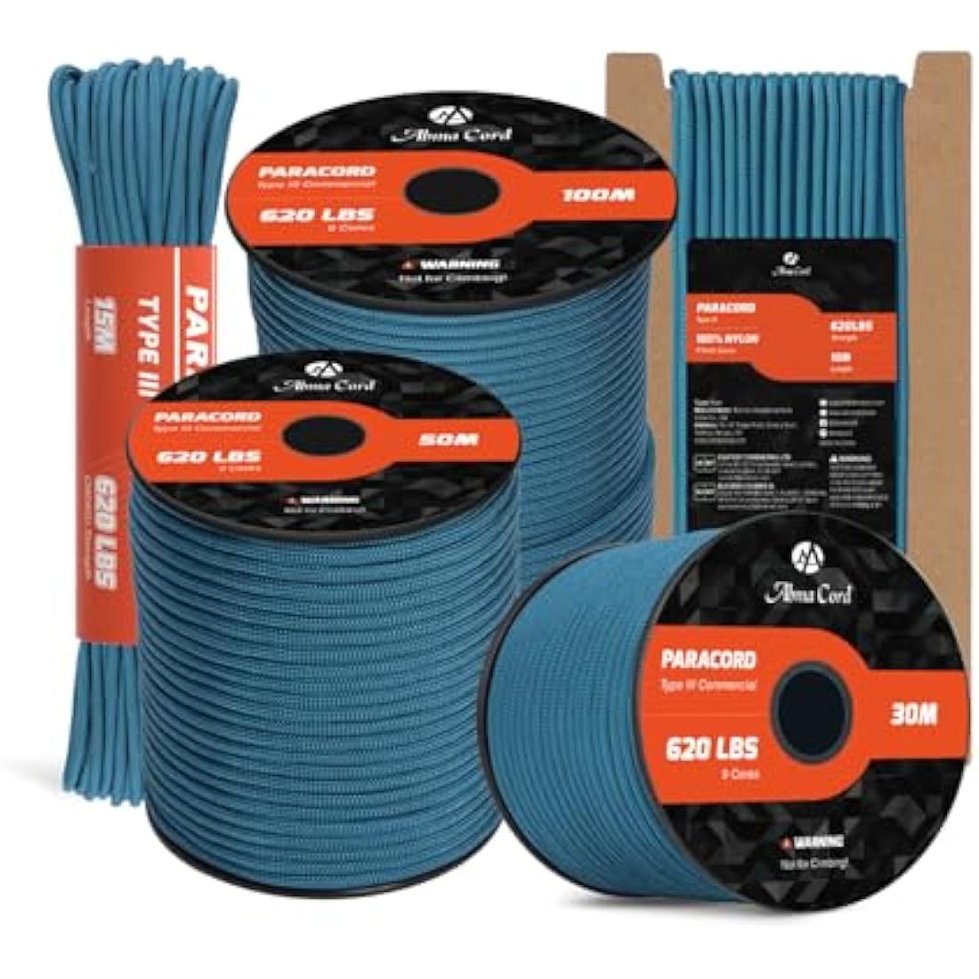Abma Cord 4mm Type III Nylon Paracord | 9 Strands 100m Rope - Teal