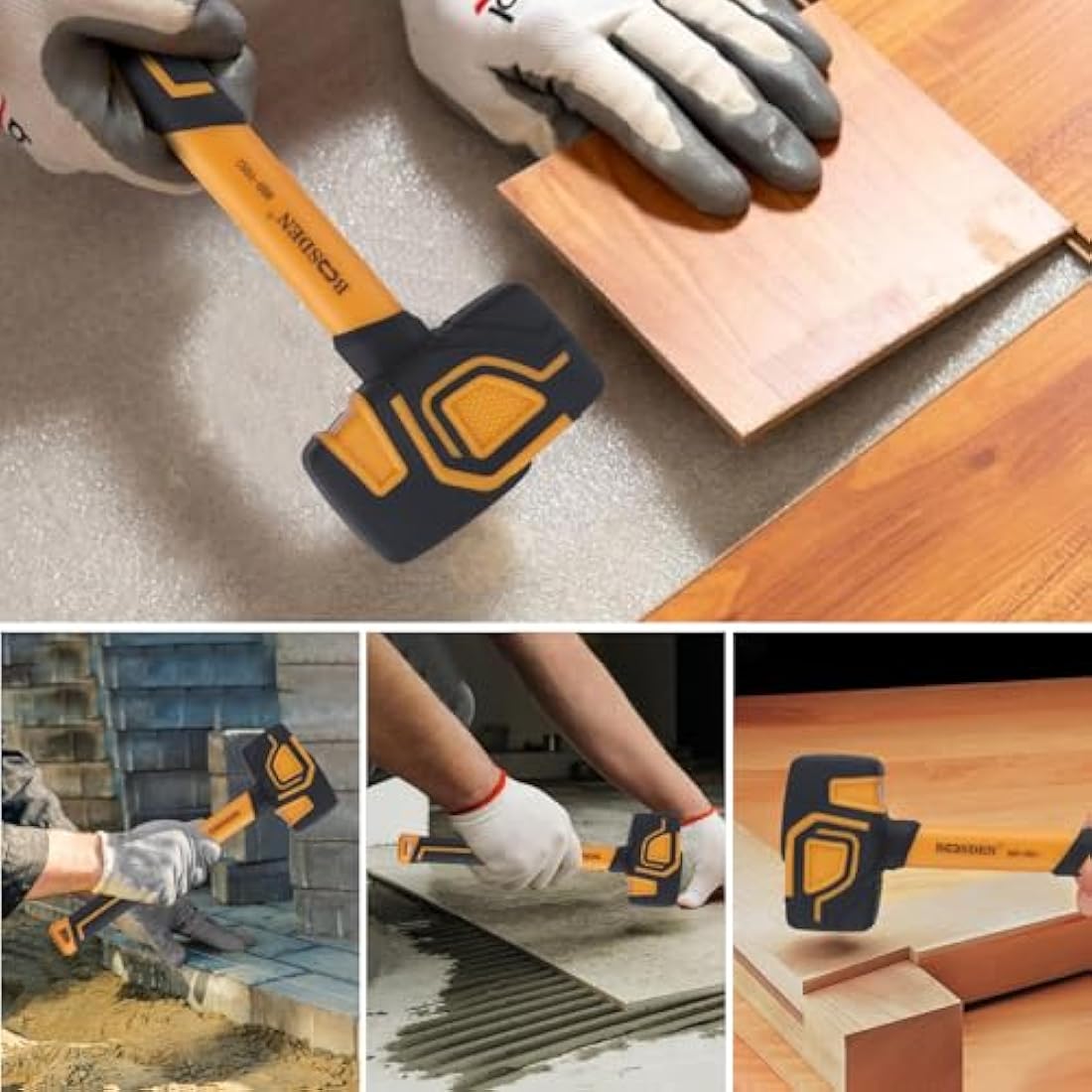 BOOSDEN Rubber Mallet Set - 3-Pack (10, 20, 36 oz) Soft Face Flooring Hammers