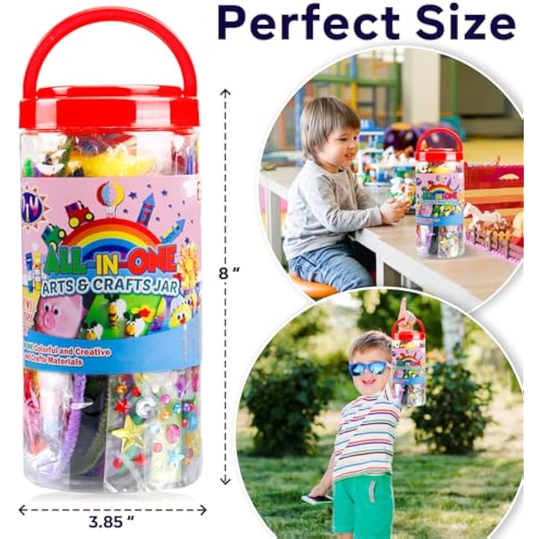 FunzBo Arts and Crafts Supplies Kit for Kids | All-in-One DIY Craft Jar