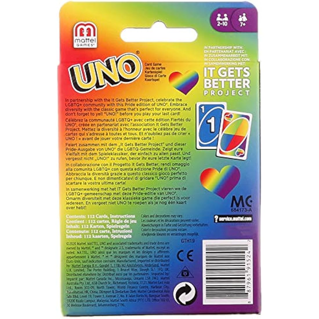 UNO Pride Edition Card Game - Rainbow Flag Board Game by