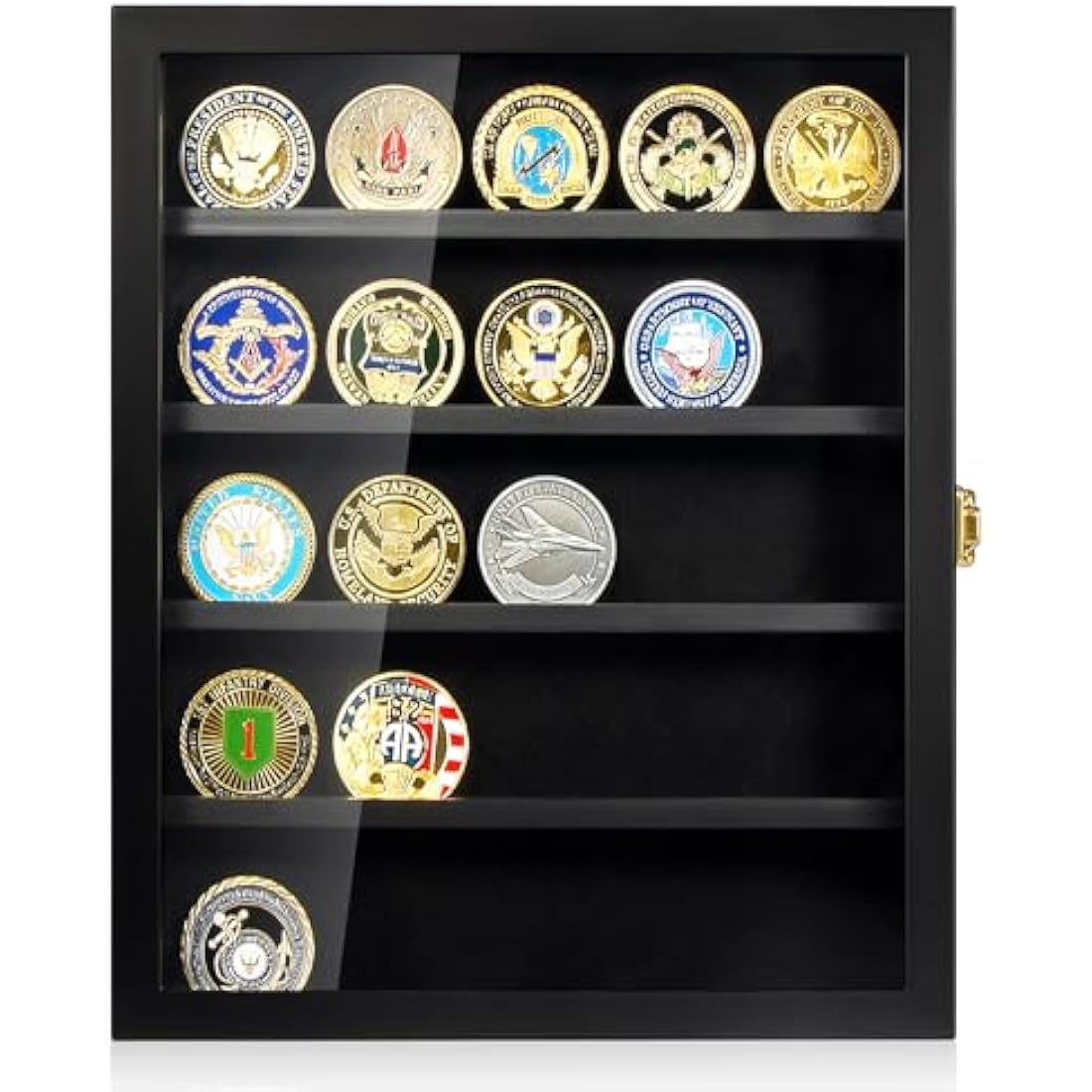 Military Challenge Coin Display Case | Wood Wall Mount Shadow Box