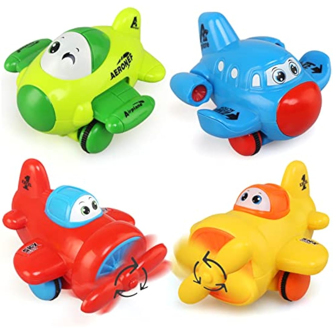 JoyPlus Baby Airplane Toy Set – 4 PCS Friction Powered Push and Go Cars
