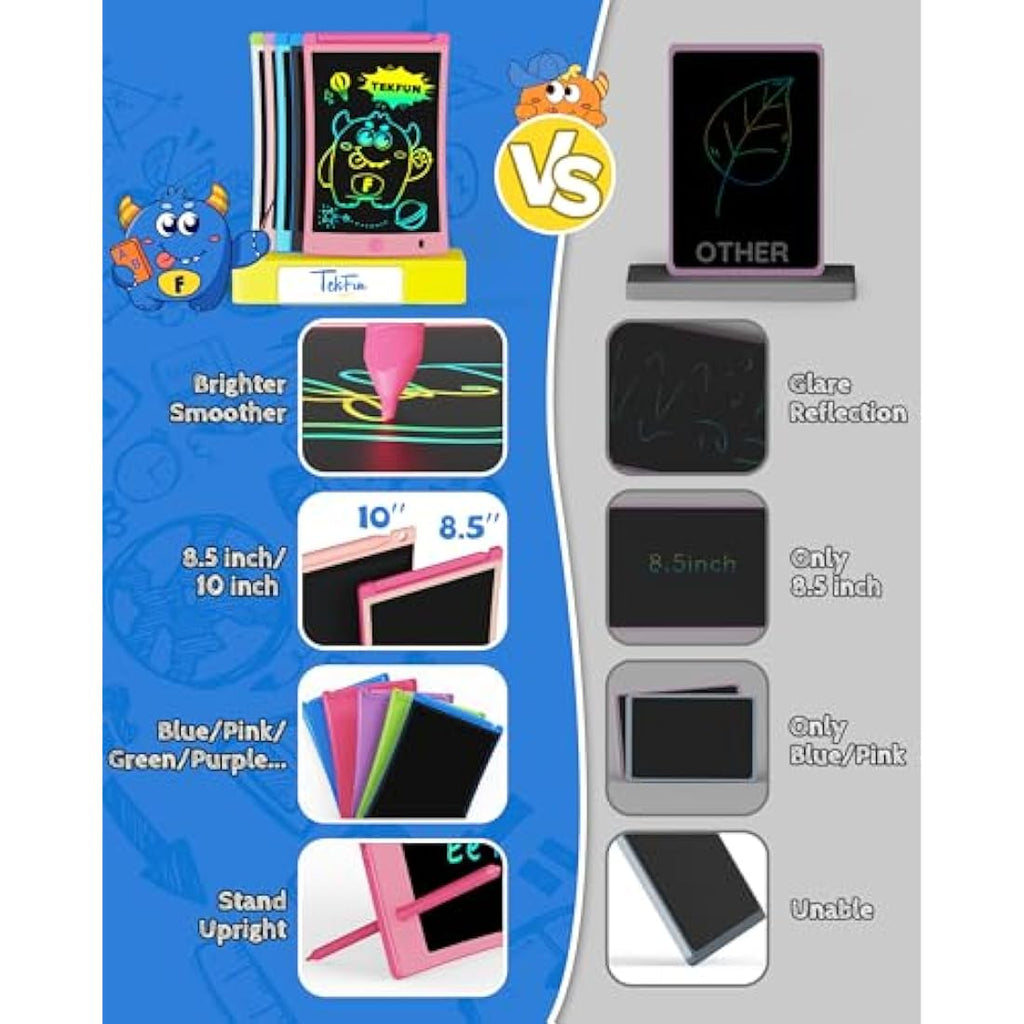 TEKFUN 10" LCD Writing Tablet 2-Pack | Colorful Erasable Drawing Board