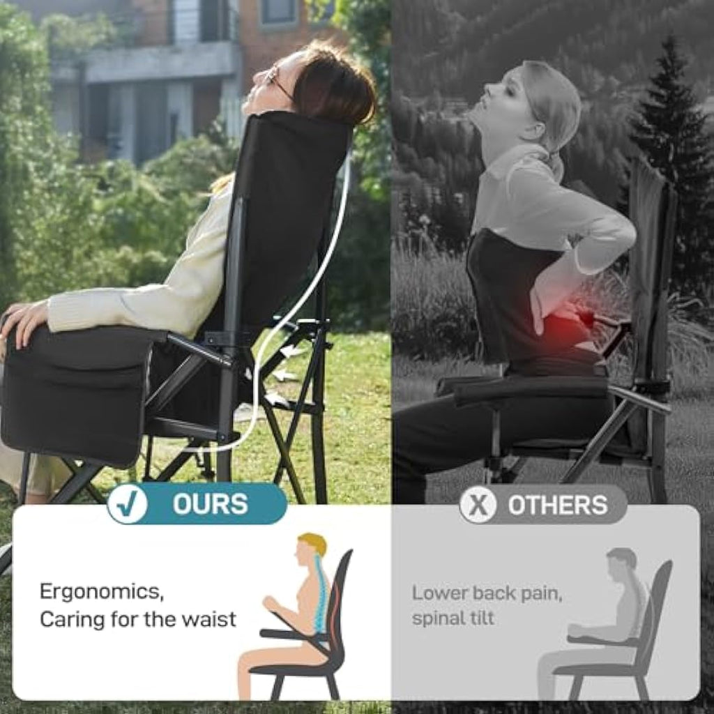 EVER ADVANCED Oversized Heavy Duty Camping Chair with Lumbar Support