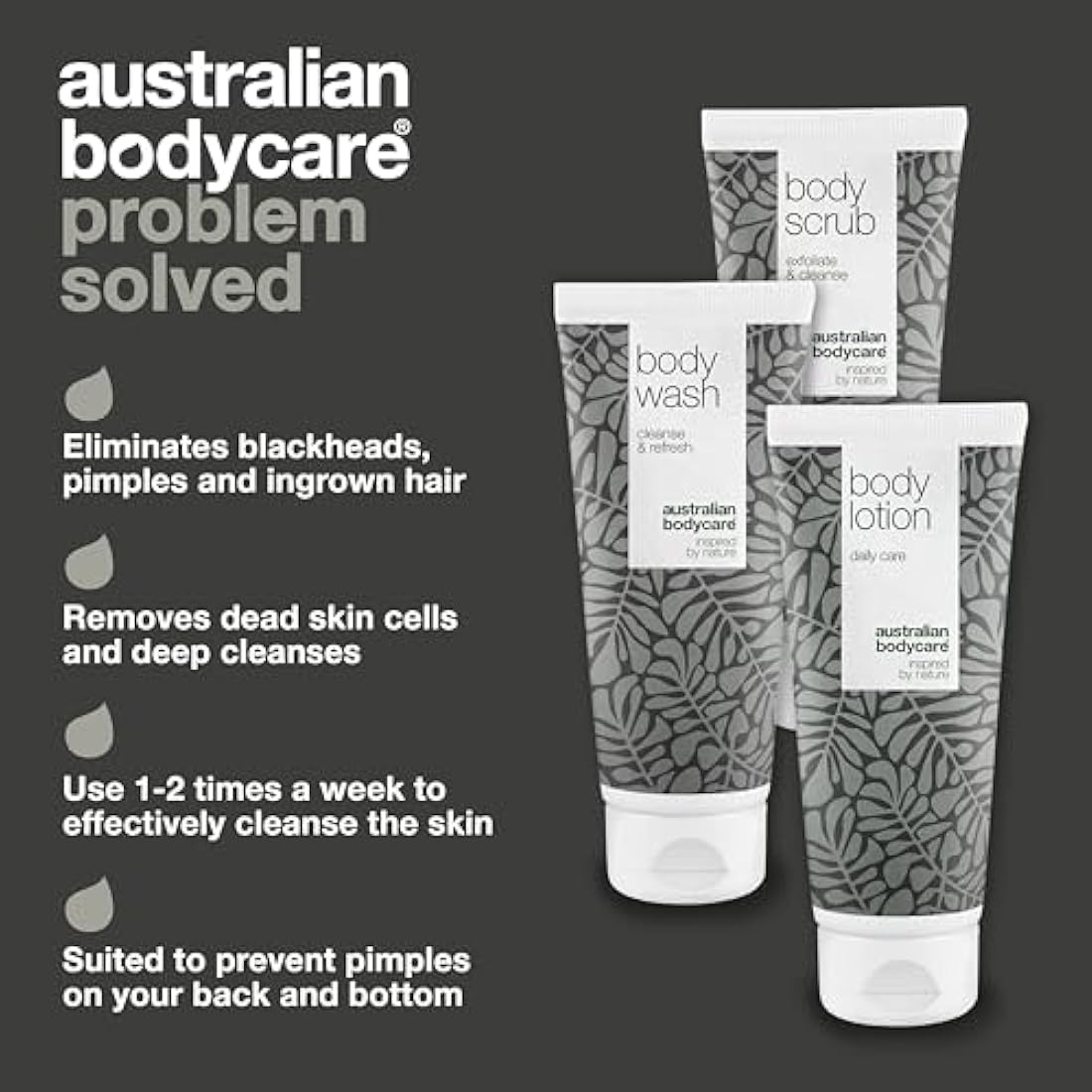 Australian Bodycare Back & Bottom Acne Kit | 3-Step Tea Tree Oil Set