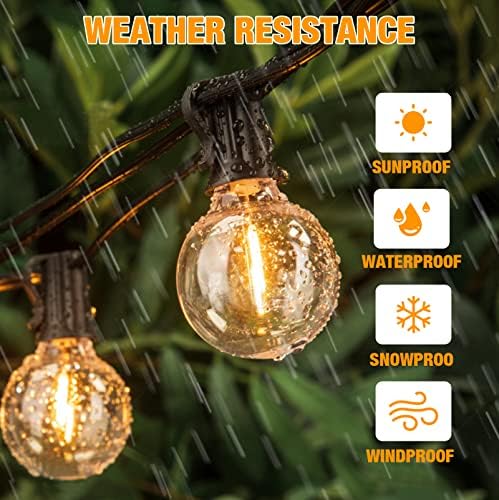 SUWIN 150FT G40 LED Festoon Lights Outdoor – IP45 Waterproof Garden String Lights