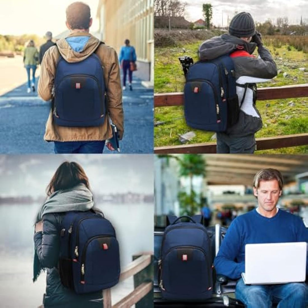 17 Inch Laptop Backpack – Anti-Theft Travel Bag with USB, Blue