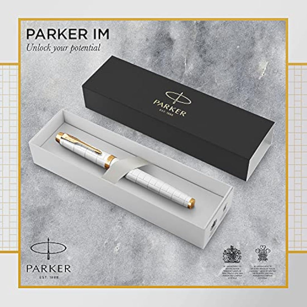 Parker IM Rollerball Pen – Pearl Lacquer with Gold Trim, Fine Point