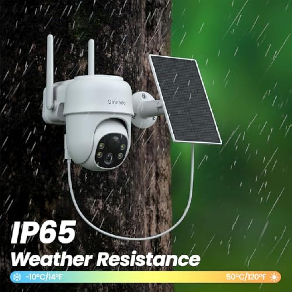 Cinnado Solar Security Camera – 2K Wireless Outdoor CCTV with 360° PTZ