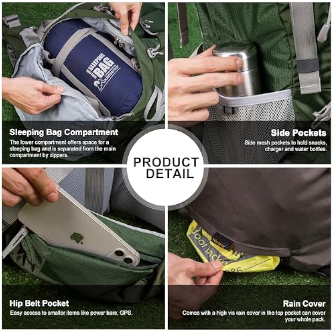 Mountaintop 70L Hiking Backpack | Internal Frame Trekking Rucksack