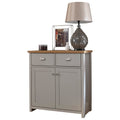 Lancaster Sideboard – Grey Storage Cabinet with Oak Top