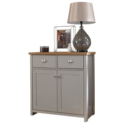 Lancaster Sideboard – Grey Storage Cabinet with Oak Top