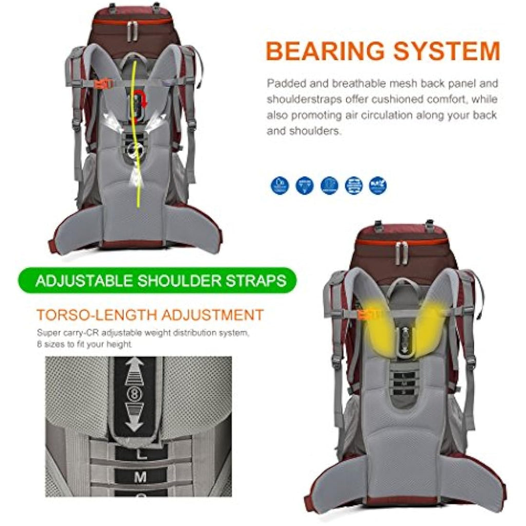 Mountaintop 70L Hiking Backpack – Internal Frame Water-Resistant Rucksack