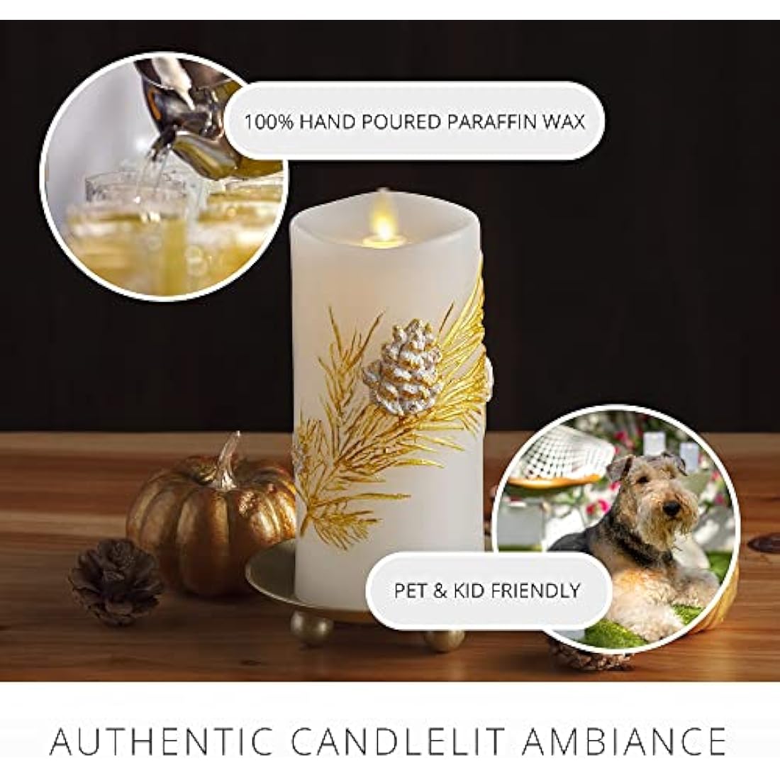 Luminara White Pinecone Flameless LED Candle – 6.5" Real Wax Pillar