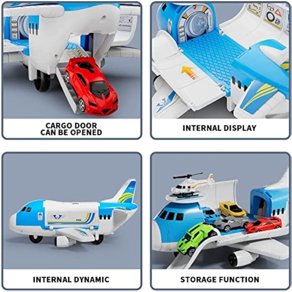 Transport Cargo Airplane Toy Set with 5 Mini Cars