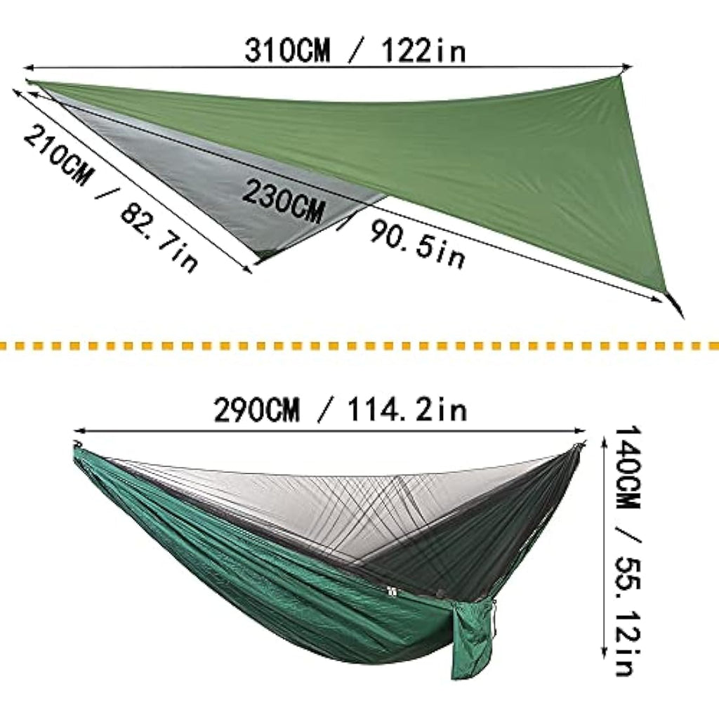 YCD Portable Camping Hammock Set with Mosquito Net and Rain Fly