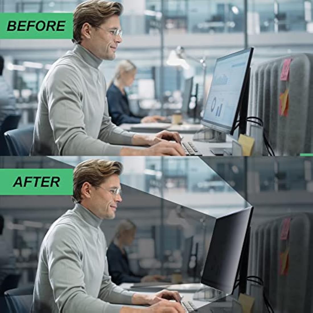 DEJIMAX 24 Inch Computer Privacy Screen Filter | Hanging Anti-Blue Light