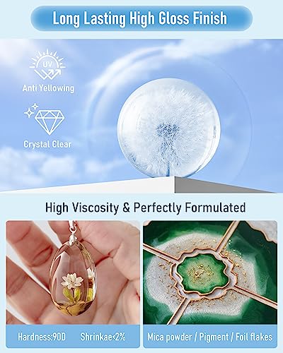 Nicpro UV Resin Kit 2000g – Crystal Clear Quick Cure Epoxy for Jewelry