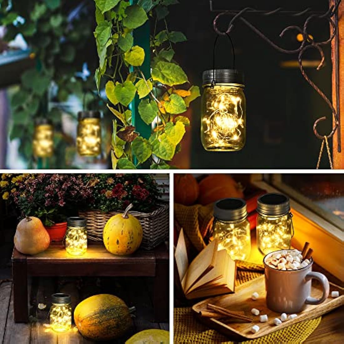 GIGALUMI Solar Mason Jar Lights – 6 Pack 30 LED Outdoor Garden Lanterns