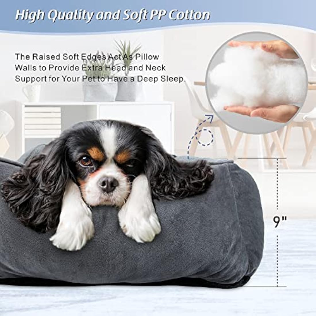 Orthopedic Dog Bed – Washable Grey Lamb Fleece Pet Bed, XL