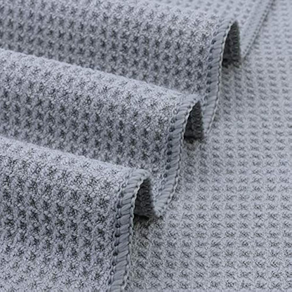 Polyte Microfiber Kitchen Dish Towels - Waffle Weave Gray, 12 Pack