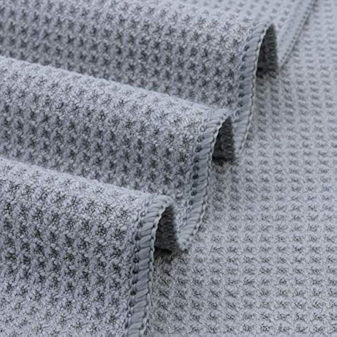 Polyte Microfiber Kitchen Dish Towels - Waffle Weave Gray, 12 Pack