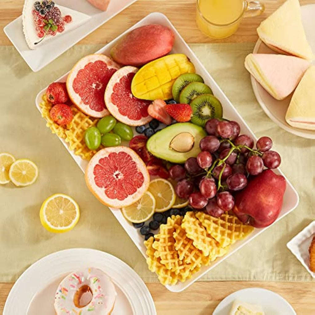 Lifewit White Plastic Serving Trays - 6 Pack Reusable Party Food Platters