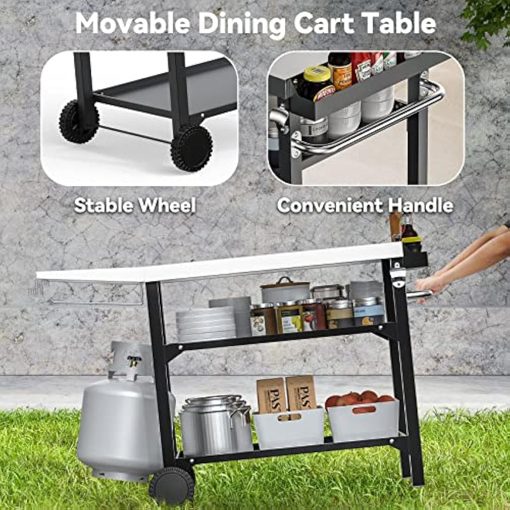 Onlyfire Stainless Steel BBQ Food Prep Table – 3-Tier Outdoor Grill Cart
